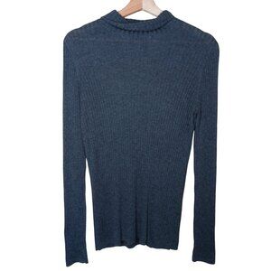 Vince Ribbed Turtleneck Sweater Charcoal Gray Long Sleeve Slim Fit Minimalist L